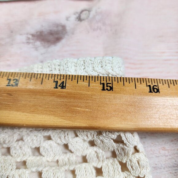 Ultra Pink Womens L Crochet Top Pants Set Boho 2 Piece Outfit Brown Cream Knit - Picture 11 of 11